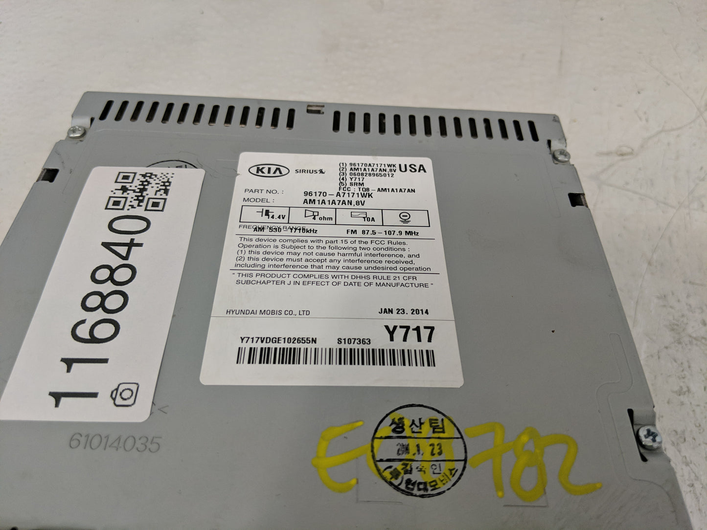 2014-2016 Kia Forte Radio AM FM Cd Player Receiver Replacement P/N:96170-A7171WK 96170-A717WK Fits Fits 2014 2015 2016 OEM U