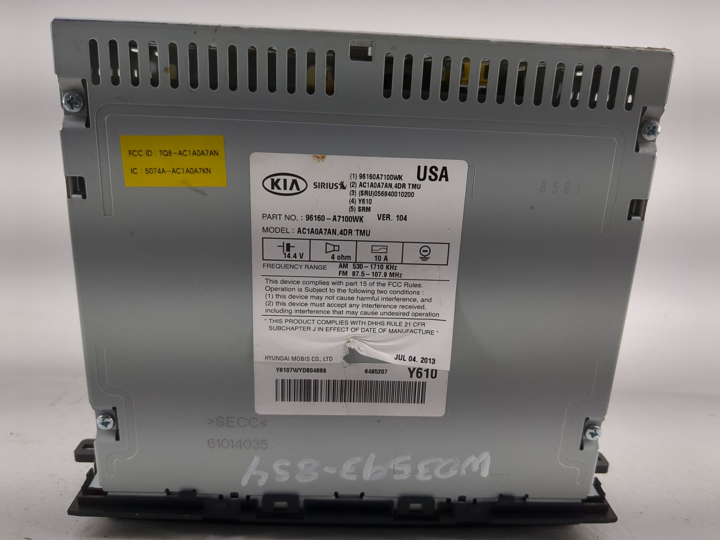 2014-2016 Kia Forte Radio AM FM Cd Player Receiver Replacement P/N:Y6107WYD604669 96160-A7100WK Fits Fits 2014 2015 2016 OEM