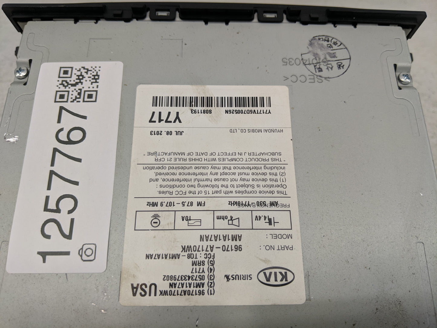 2014-2016 Kia Forte Radio AM FM Cd Player Receiver Replacement P/N:96170-A7170WK Fits Fits 2014 2015 2016 OEM Used Auto Part