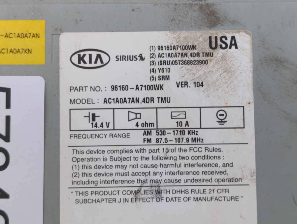 2014-2016 Kia Forte Am Fm Cd Player Radio Receiver 573428 - Oemusedautoparts1.com