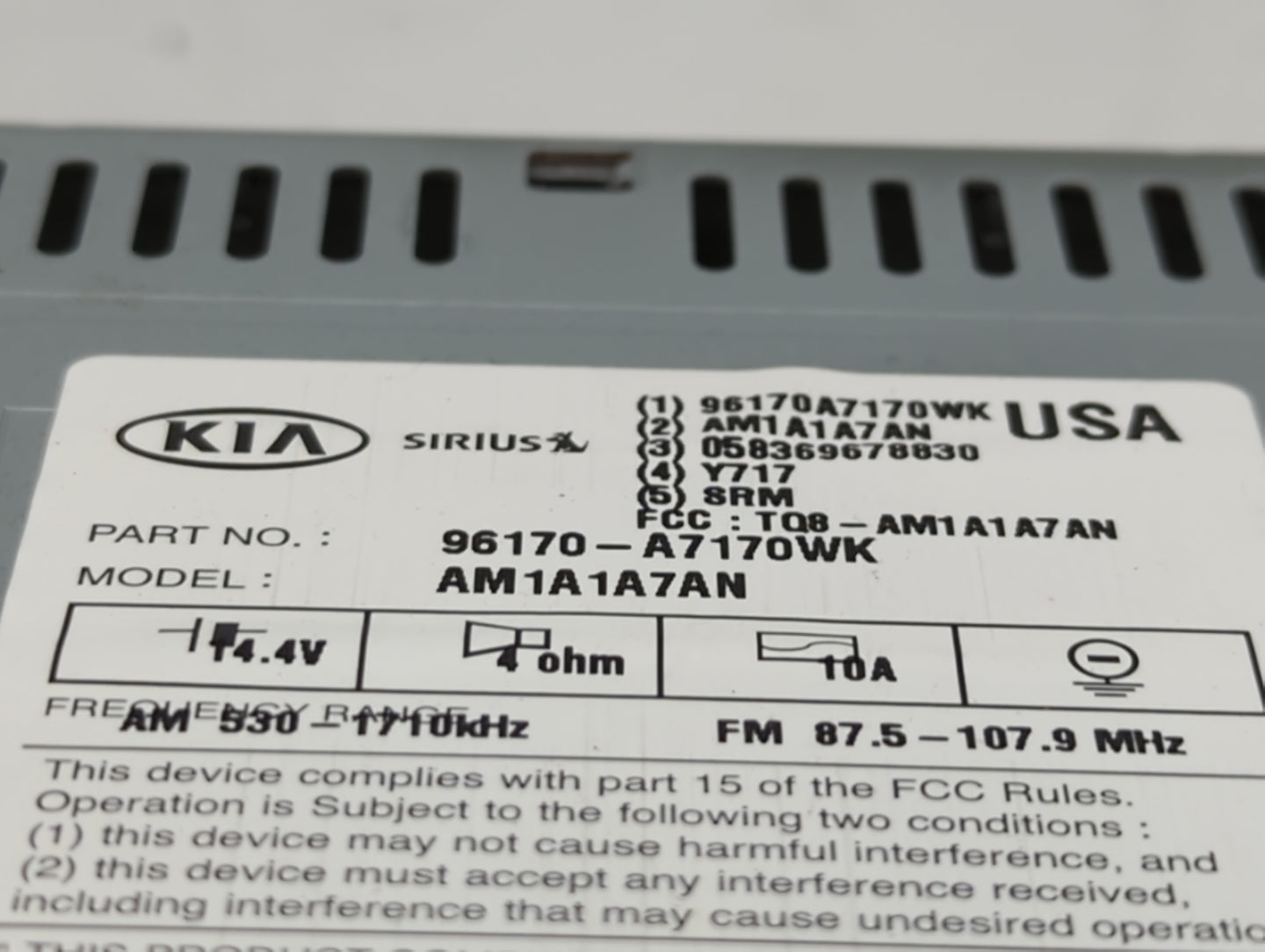 2014-2016 Kia Forte Am Fm Cd Player Radio Receiver - Oemusedautoparts1.com