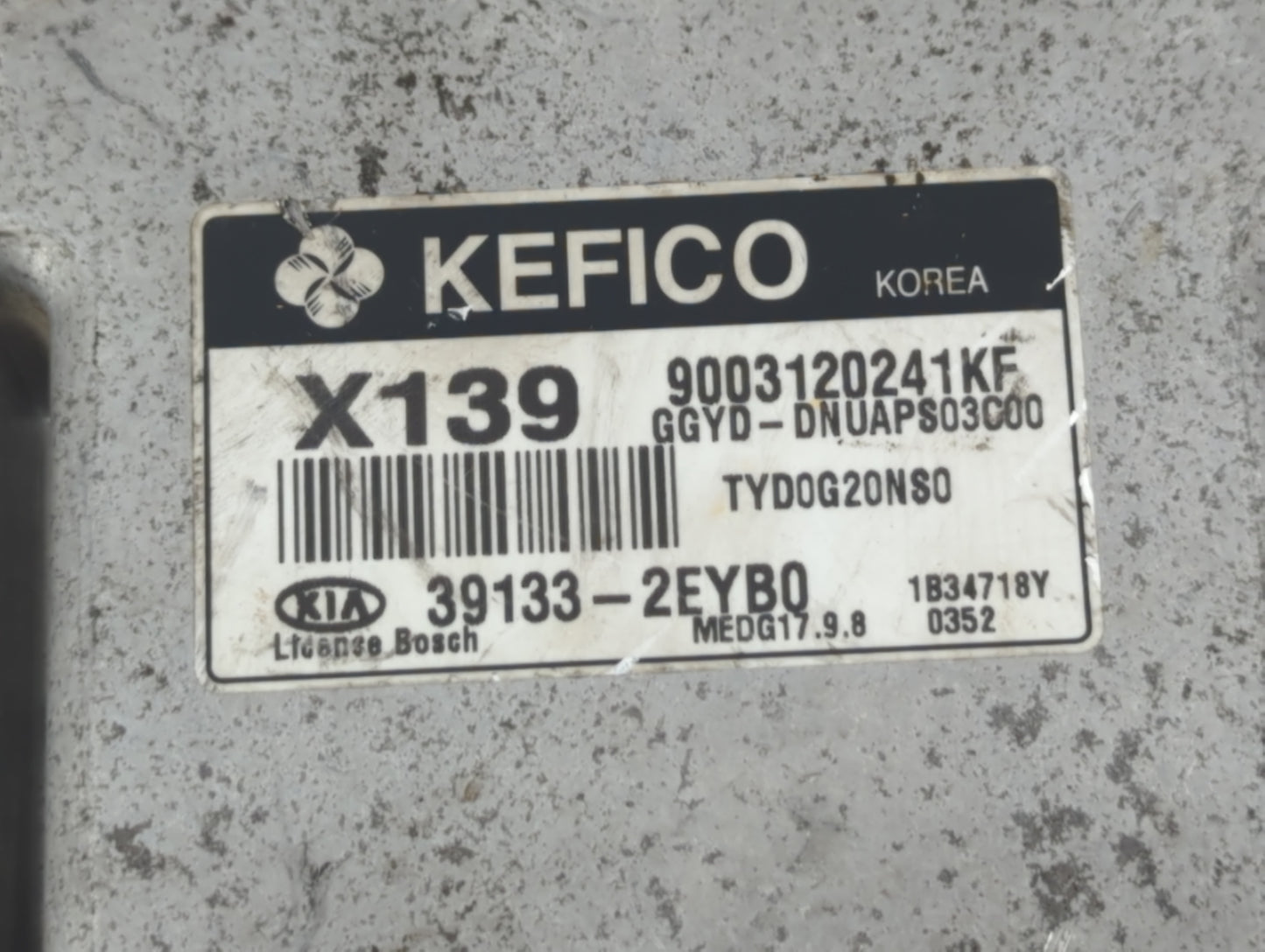 2014 Kia Forte PCM Engine Control Computer ECU ECM PCU OEM P/N:39133-2EYB0 Fits OEM Used Auto Parts - Oemusedautoparts1.com