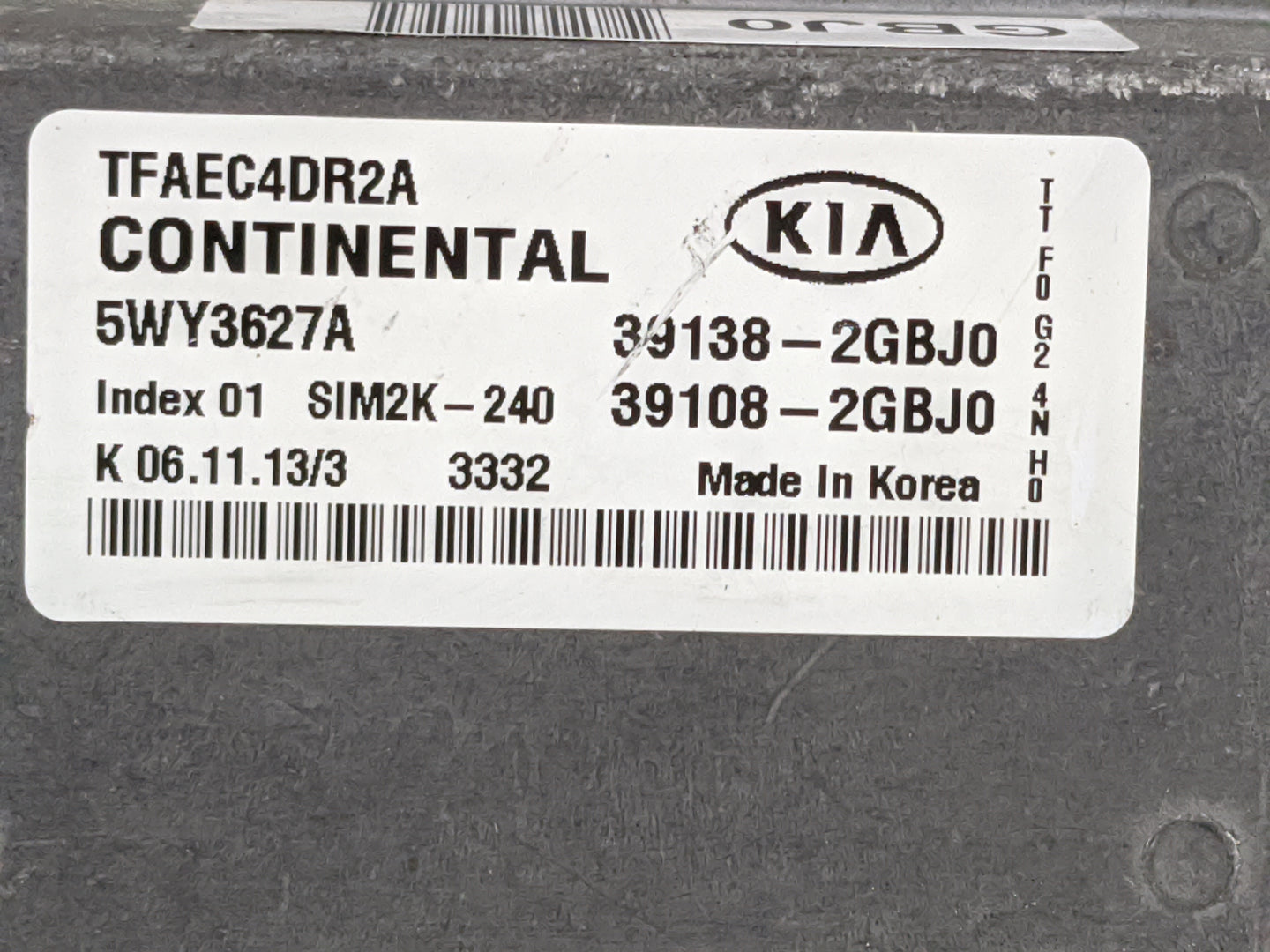2014-2015 Kia Optima PCM Engine Control Computer ECU ECM PCU OEM P/N:39138-2GBJ0 39108-2GBJ0, 5WY3627A Fits Fits 2014 2015 O