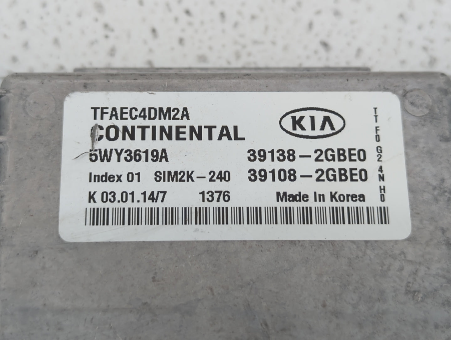 2014-2015 Kia Optima PCM Engine Control Computer ECU ECM PCU OEM P/N:39138-2GBE0 Fits Fits 2014 2015 OEM Used Auto Parts - O