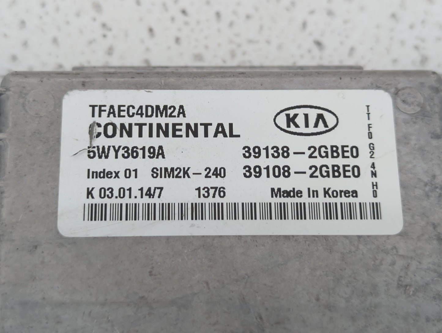 2014-2015 Kia Optima PCM Engine Control Computer ECU ECM PCU OEM P/N:39138-2GBE0 Fits Fits 2014 2015 OEM Used Auto Parts - O