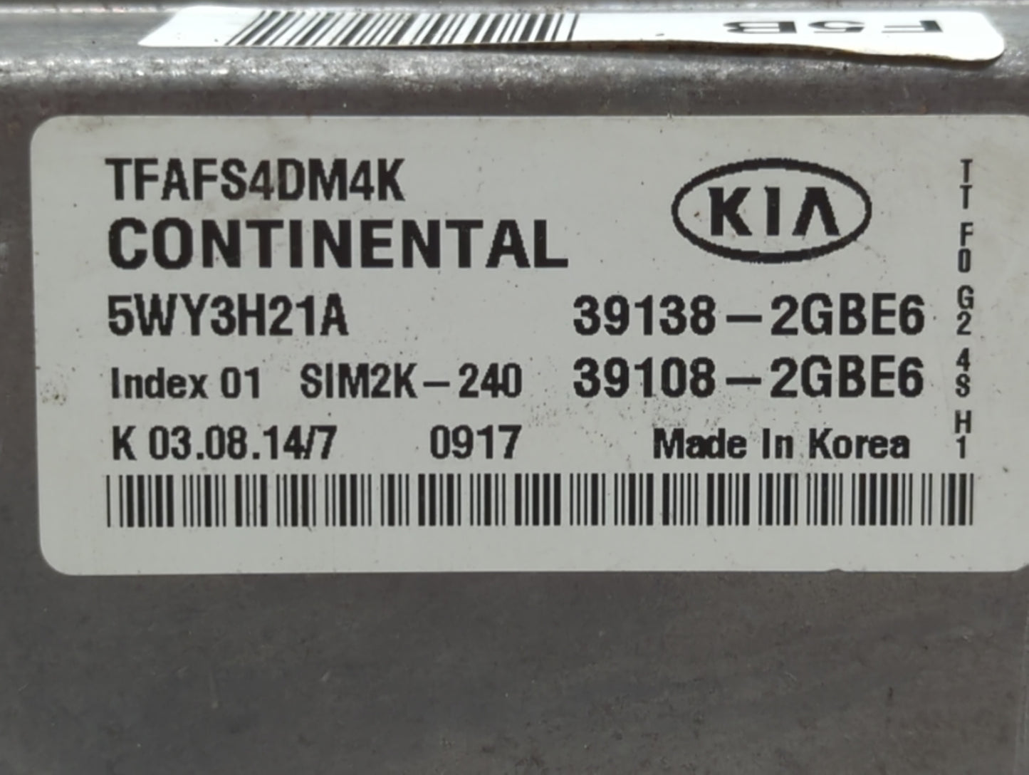 2014-2015 Kia Optima PCM Engine Control Computer ECU ECM PCU OEM P/N:39108-2GBE6 39138-2GBE6 Fits Fits 2014 2015 OEM Used Au