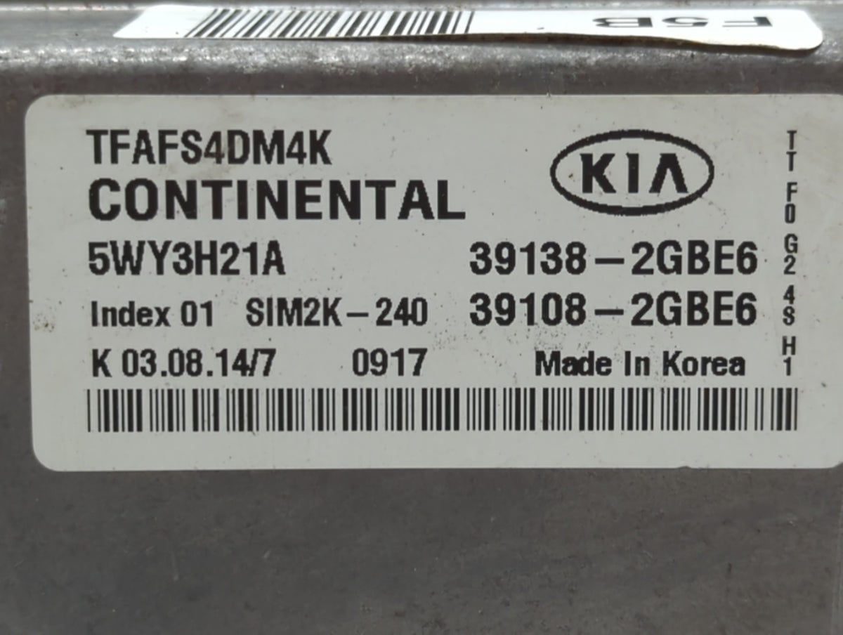 2014-2015 Kia Optima PCM Engine Control Computer ECU ECM PCU OEM P/N:39108-2GBE6 39138-2GBE6 Fits 2014 2015 OEM Used Auto Pa