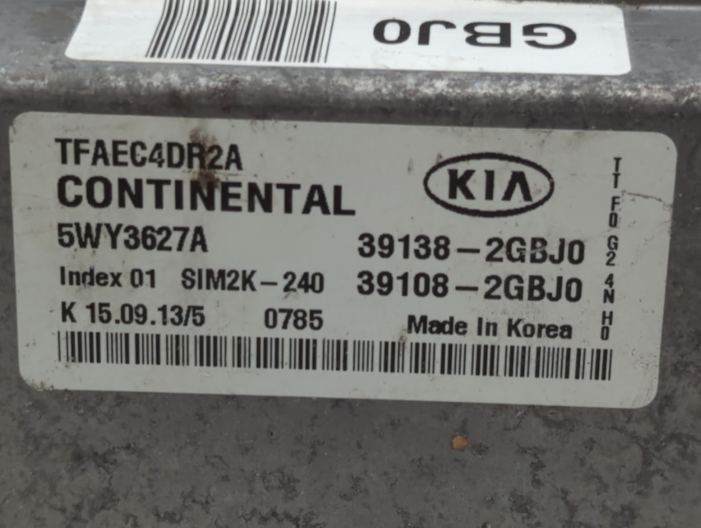 2014-2015 Kia Optima PCM Engine Control Computer ECU ECM PCU OEM P/N:39138-2GBJ0 Fits Fits 2014 2015 OEM Used Auto Parts - O