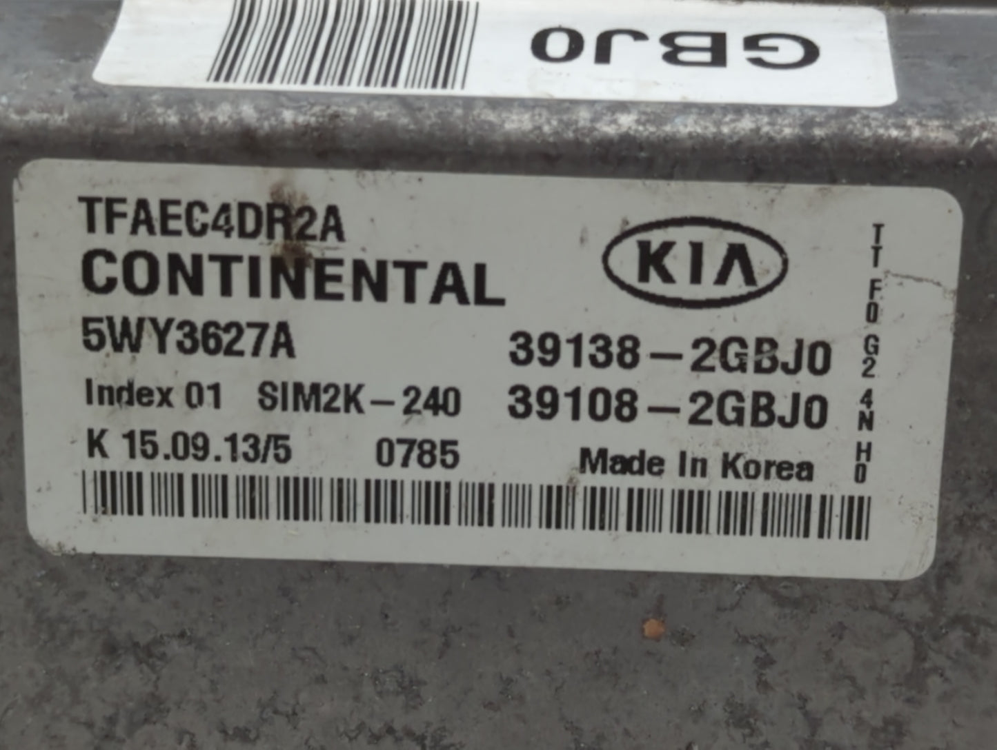 2014-2015 Kia Optima PCM Engine Control Computer ECU ECM PCU OEM P/N:39138-2GBJ0 Fits Fits 2014 2015 OEM Used Auto Parts - O
