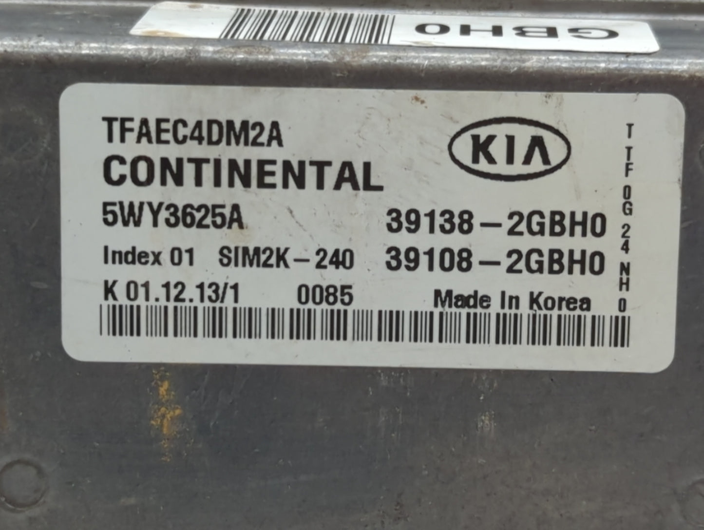 2014-2015 Kia Optima PCM Engine Control Computer ECU ECM PCU OEM P/N:39138-2GBH0 Fits Fits 2014 2015 OEM Used Auto Parts - O