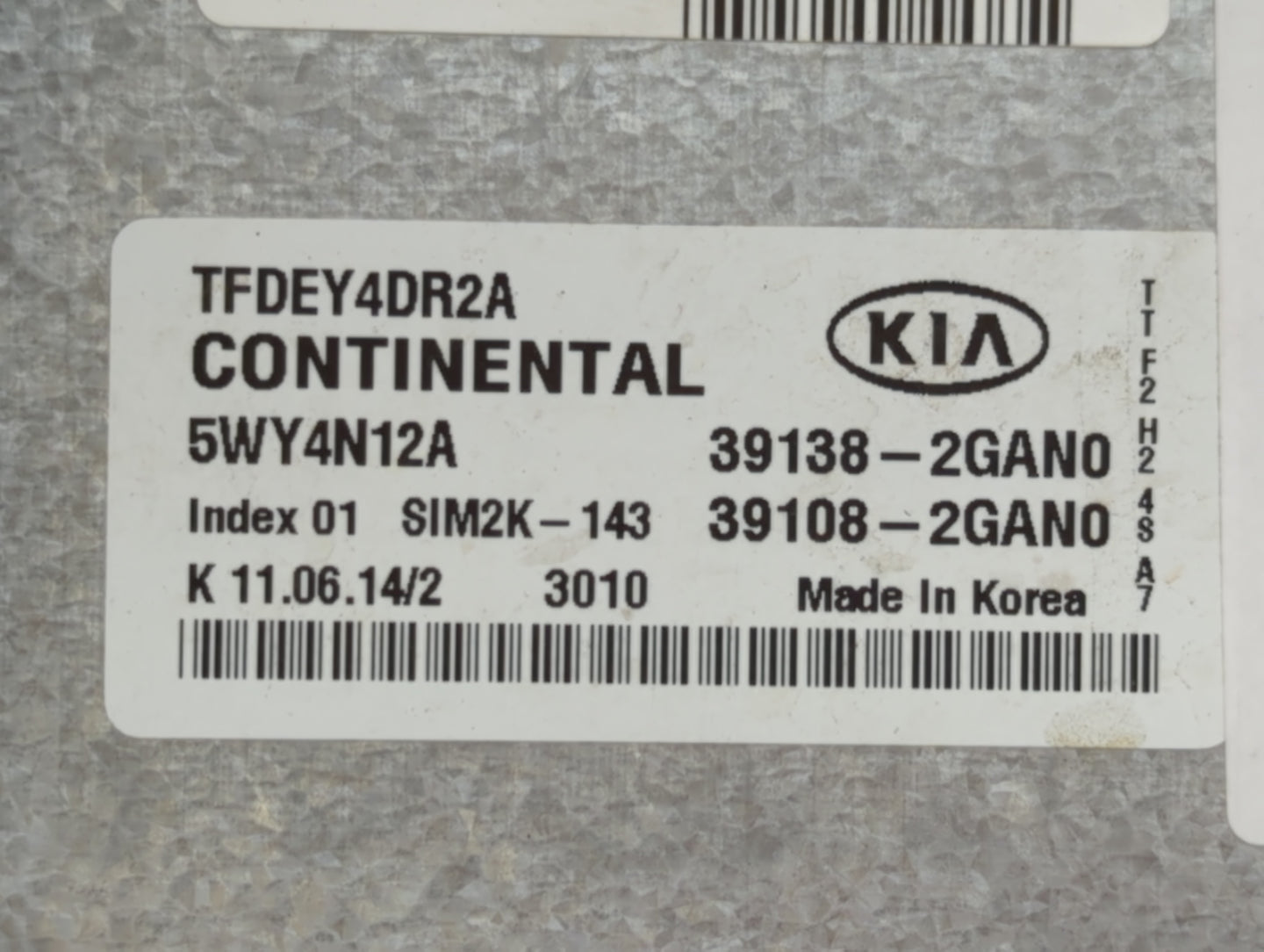 2014 Kia Optima PCM Engine Control Computer ECU ECM PCU OEM P/N:39138-2GAN0 Fits OEM Used Auto Parts - Oemusedautoparts1.com