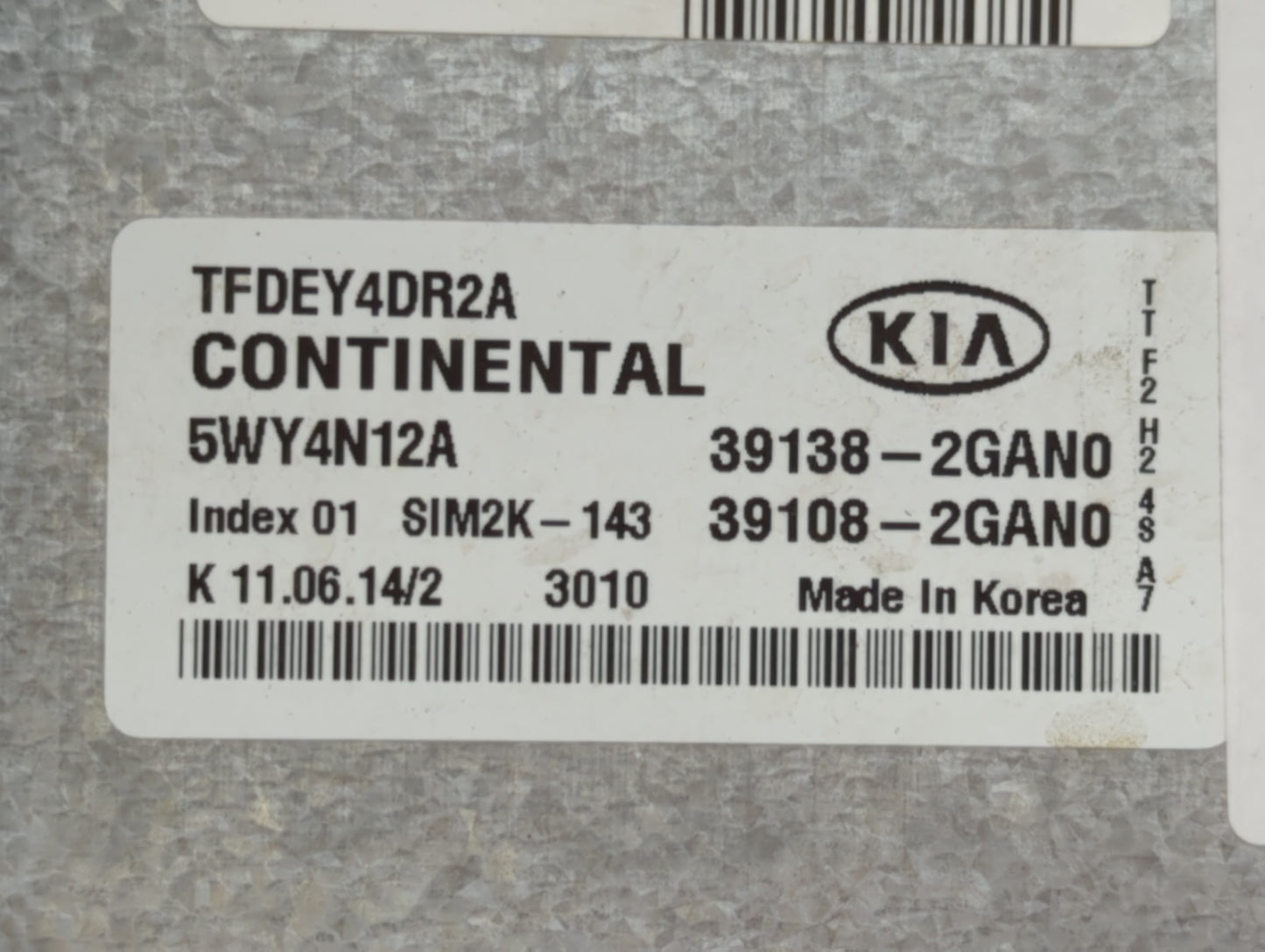 2014 Kia Optima PCM Engine Control Computer ECU ECM PCU OEM P/N:39138-2GAN0 Fits OEM Used Auto Parts - Oemusedautoparts1.com