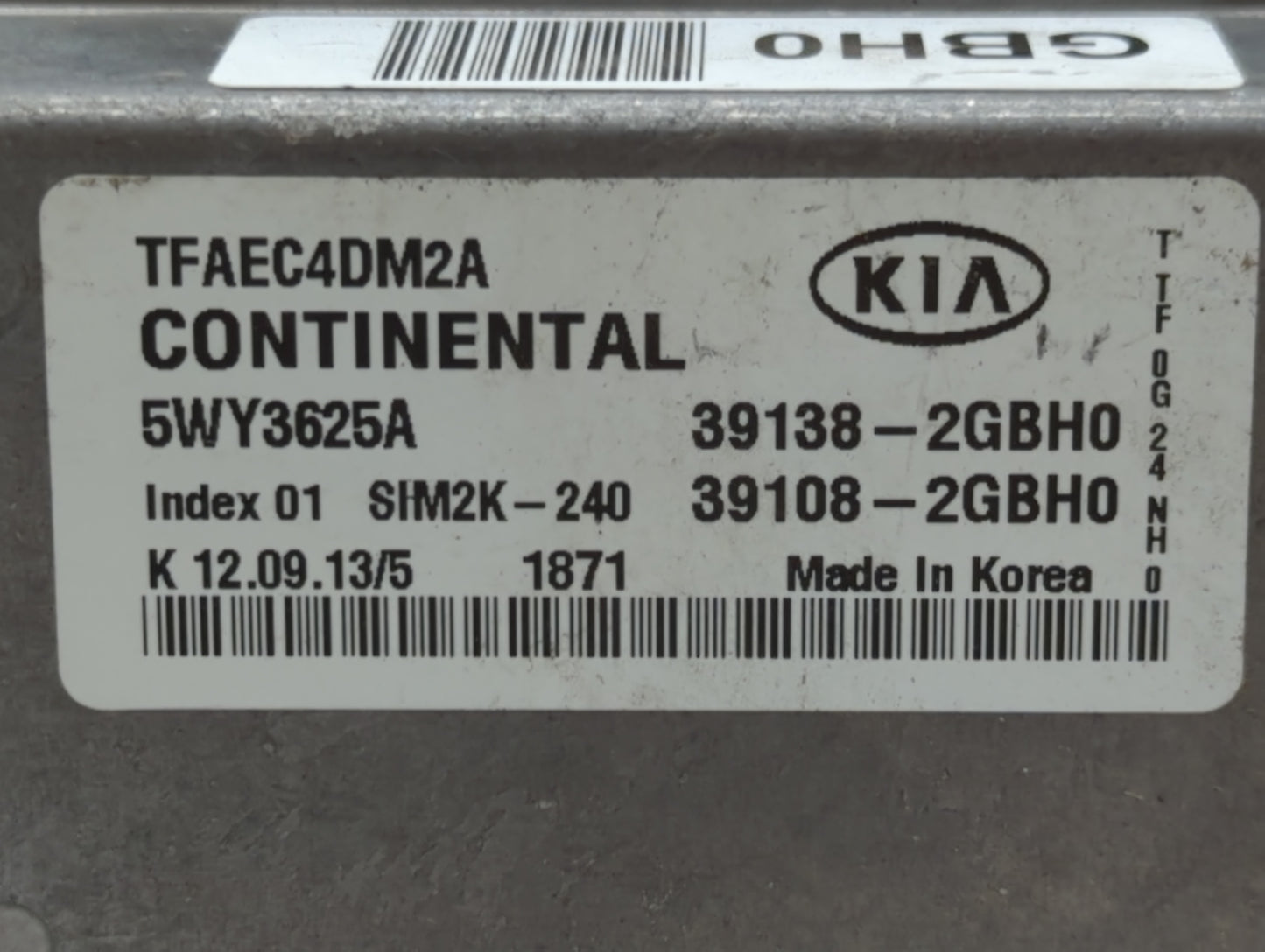 2014-2015 Kia Optima PCM Engine Control Computer ECU ECM PCU OEM P/N:39108-2GBH0 39138-2GBH0 Fits Fits 2014 2015 OEM Used Au