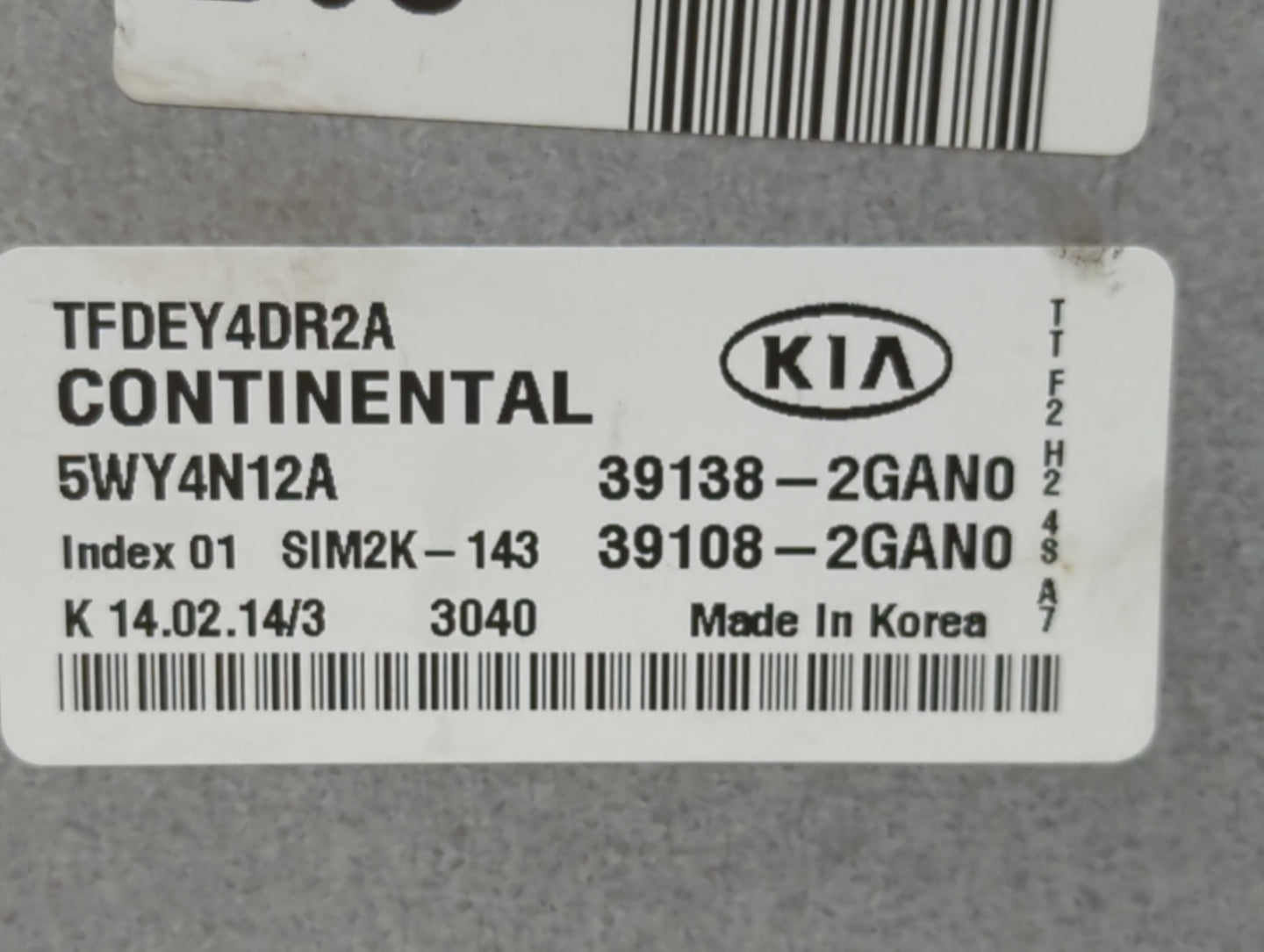 2014-2015 Kia Optima PCM Engine Control Computer ECU ECM PCU OEM P/N:391382GAN0 Fits Fits 2014 2015 OEM Used Auto Parts - Oe