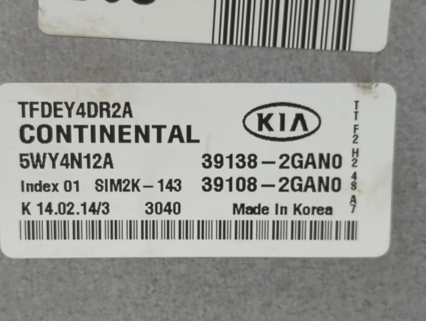 2014-2015 Kia Optima PCM Engine Control Computer ECU ECM PCU OEM P/N:391382GAN0 Fits Fits 2014 2015 OEM Used Auto Parts - Oe