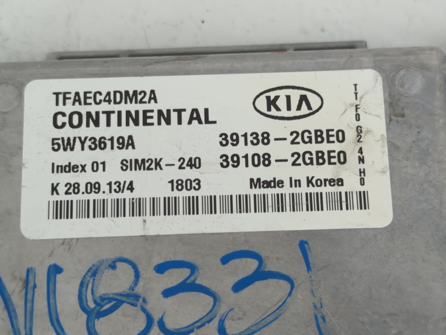 2014-2015 Kia Optima PCM Engine Control Computer ECU ECM PCU OEM P/N:39138-2GBE0 39108-2GBE0 Fits Fits 2014 2015 OEM Used Au