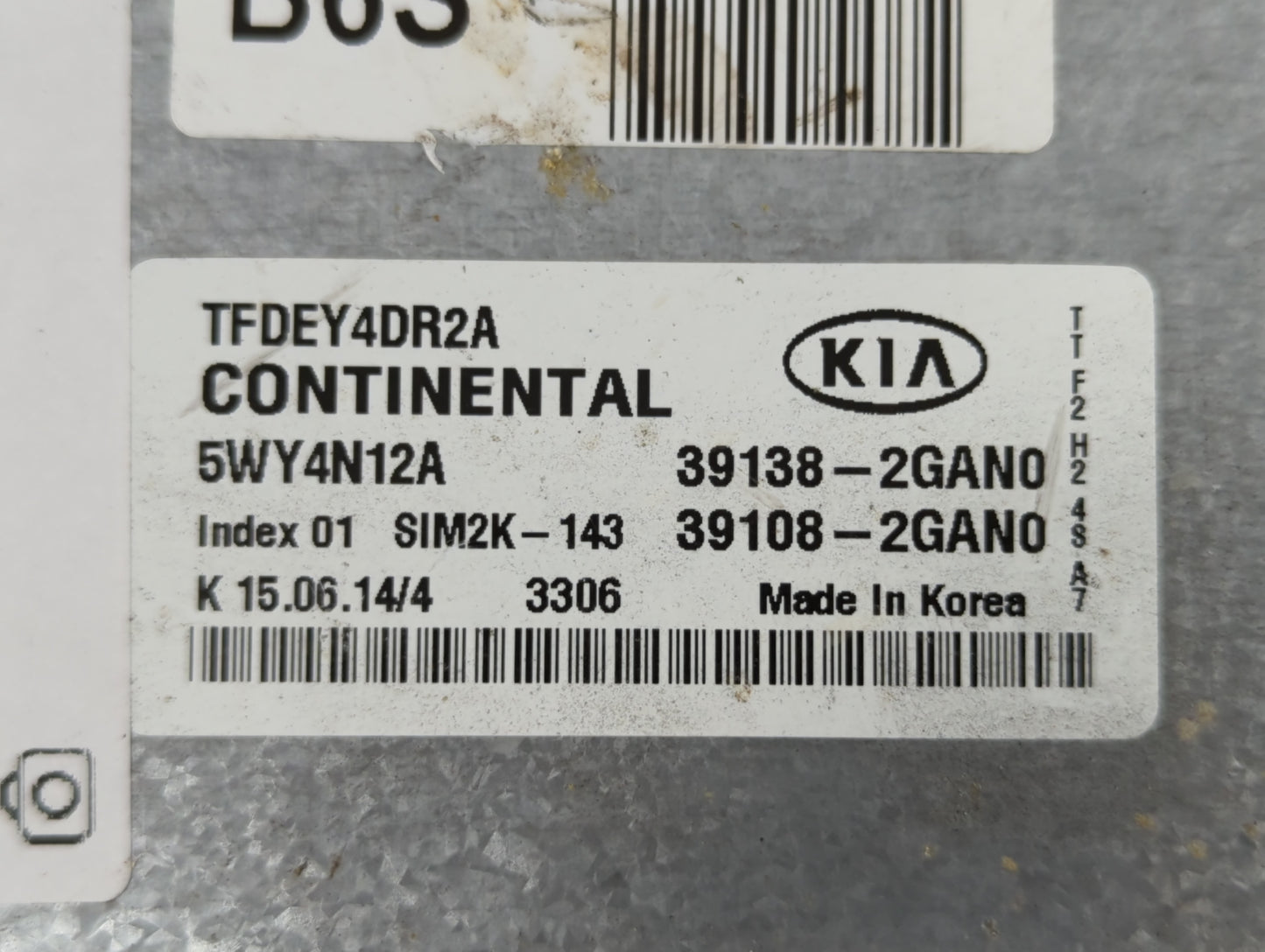 2014-2015 Kia Optima PCM Engine Control Computer ECU ECM PCU OEM P/N:39138-2GAN0 Fits Fits 2014 2015 OEM Used Auto Parts - O
