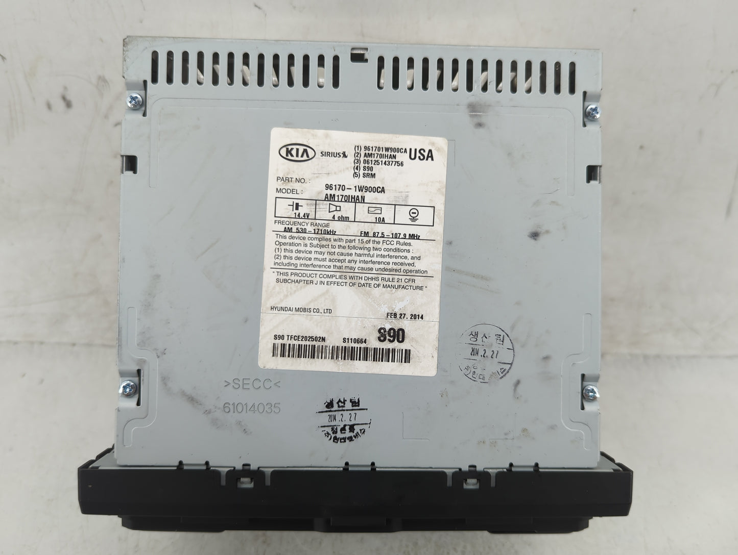 2012-2015 Kia Rio Radio AM FM Cd Player Receiver Replacement P/N:96170-1W900CA Fits Fits 2012 2013 2014 2015 OEM Used Auto P