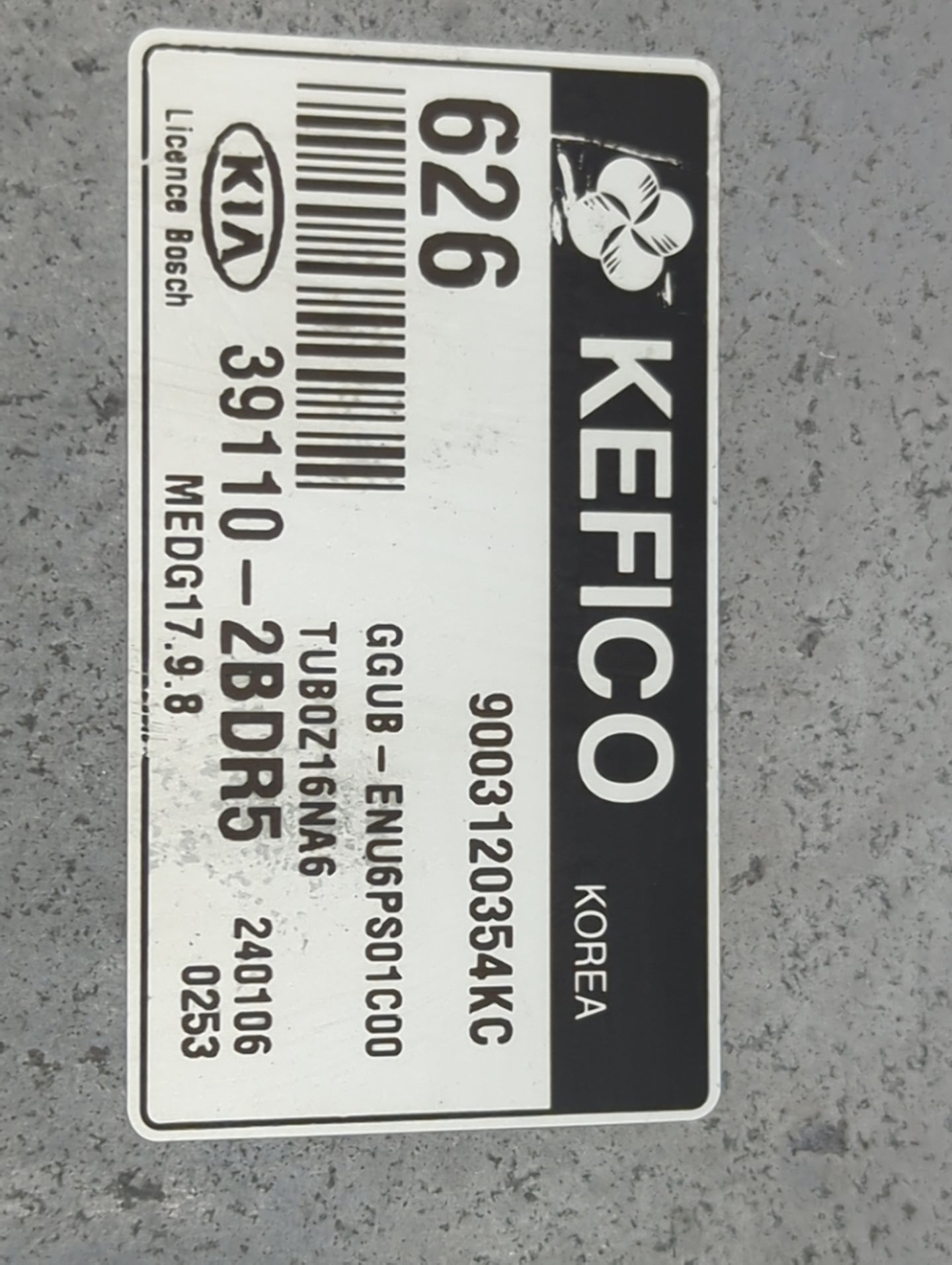 2014-2015 Kia Rio PCM Engine Control Computer ECU ECM PCU OEM P/N:39110-2BDR5 9003120354KC, MEDG17.9.8 Fits Fits 2014 2015 O