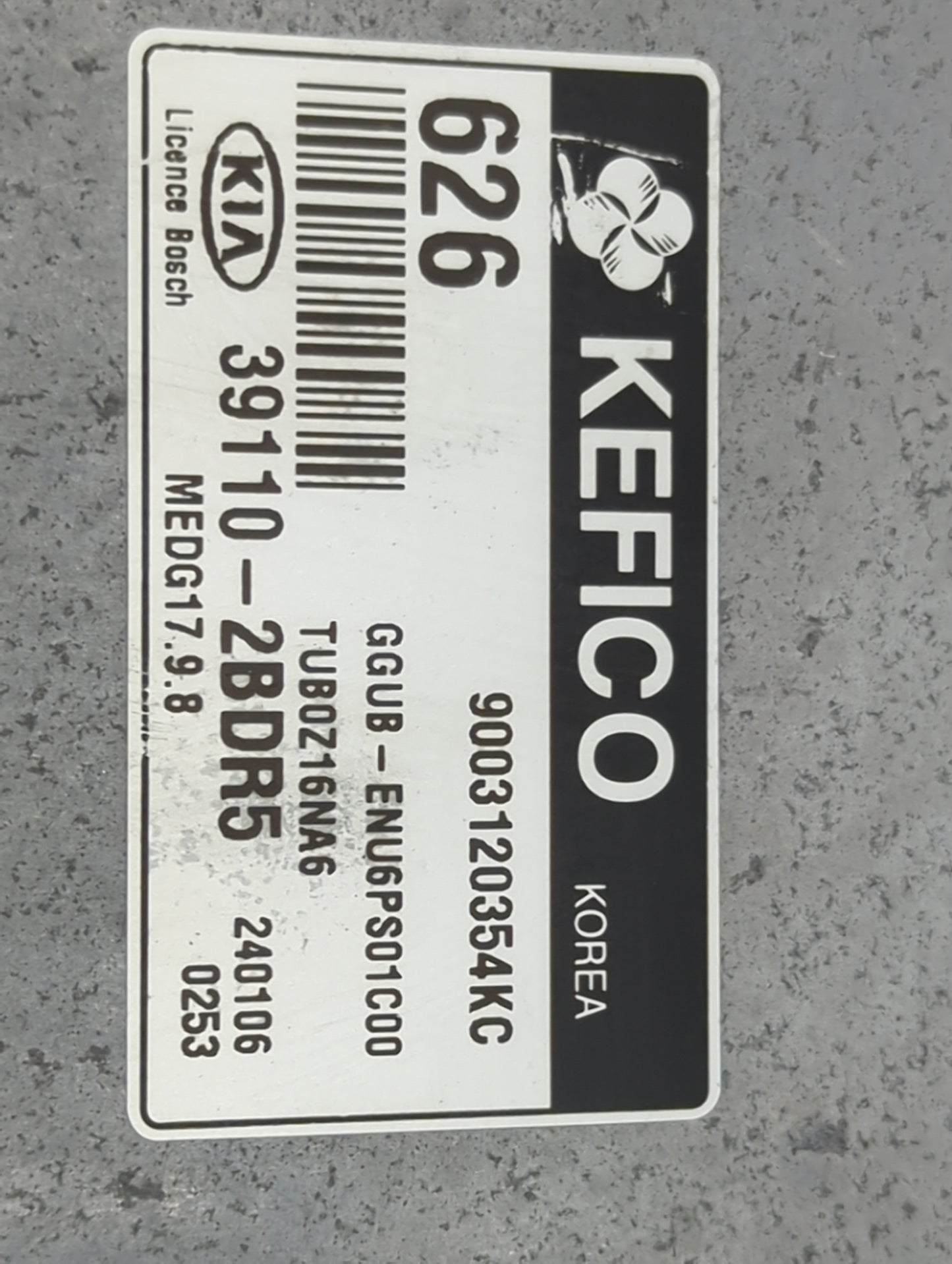 2014-2015 Kia Rio PCM Engine Control Computer ECU ECM PCU OEM P/N:39110-2BDR5 9003120354KC, MEDG17.9.8 Fits Fits 2014 2015 O