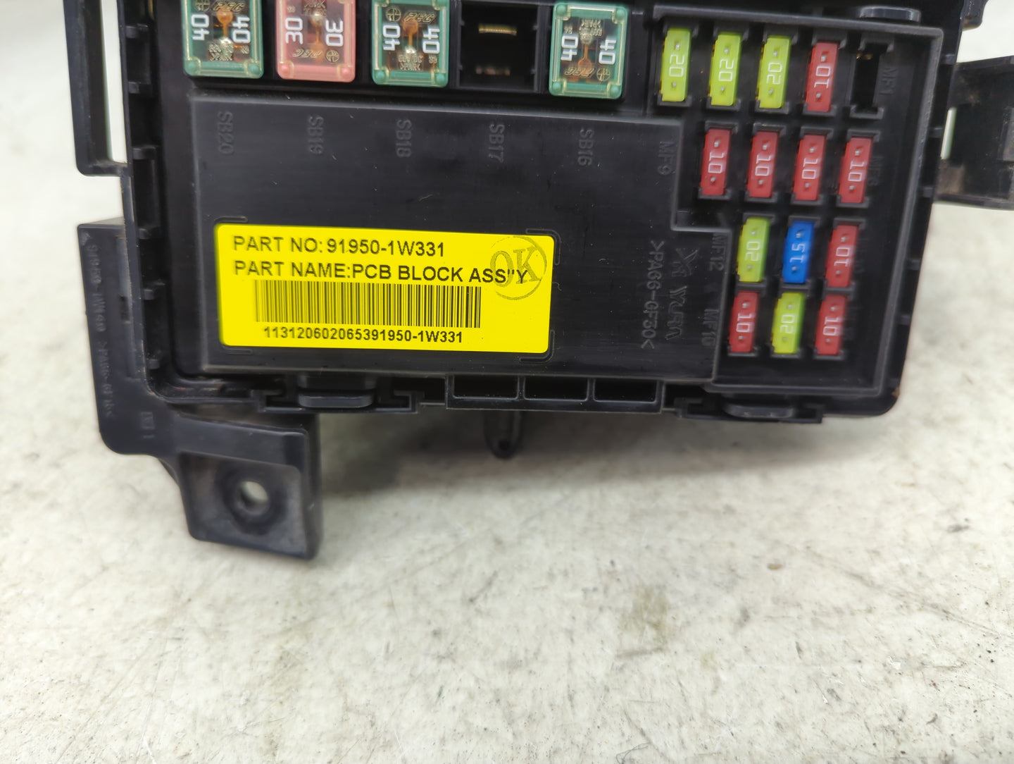 2012-2015 Kia Rio Fusebox Fuse Box Panel Relay Module P/N:91950-1W331 Fits Fits 2012 2013 2014 2015 OEM Used Auto Parts - Oe