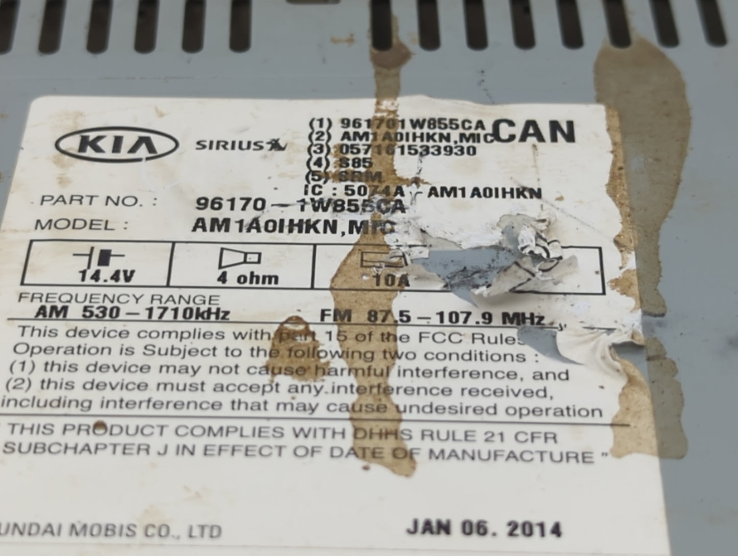 2012-2015 Kia Rio Am Fm Cd Player Radio Receiver - Oemusedautoparts1.com