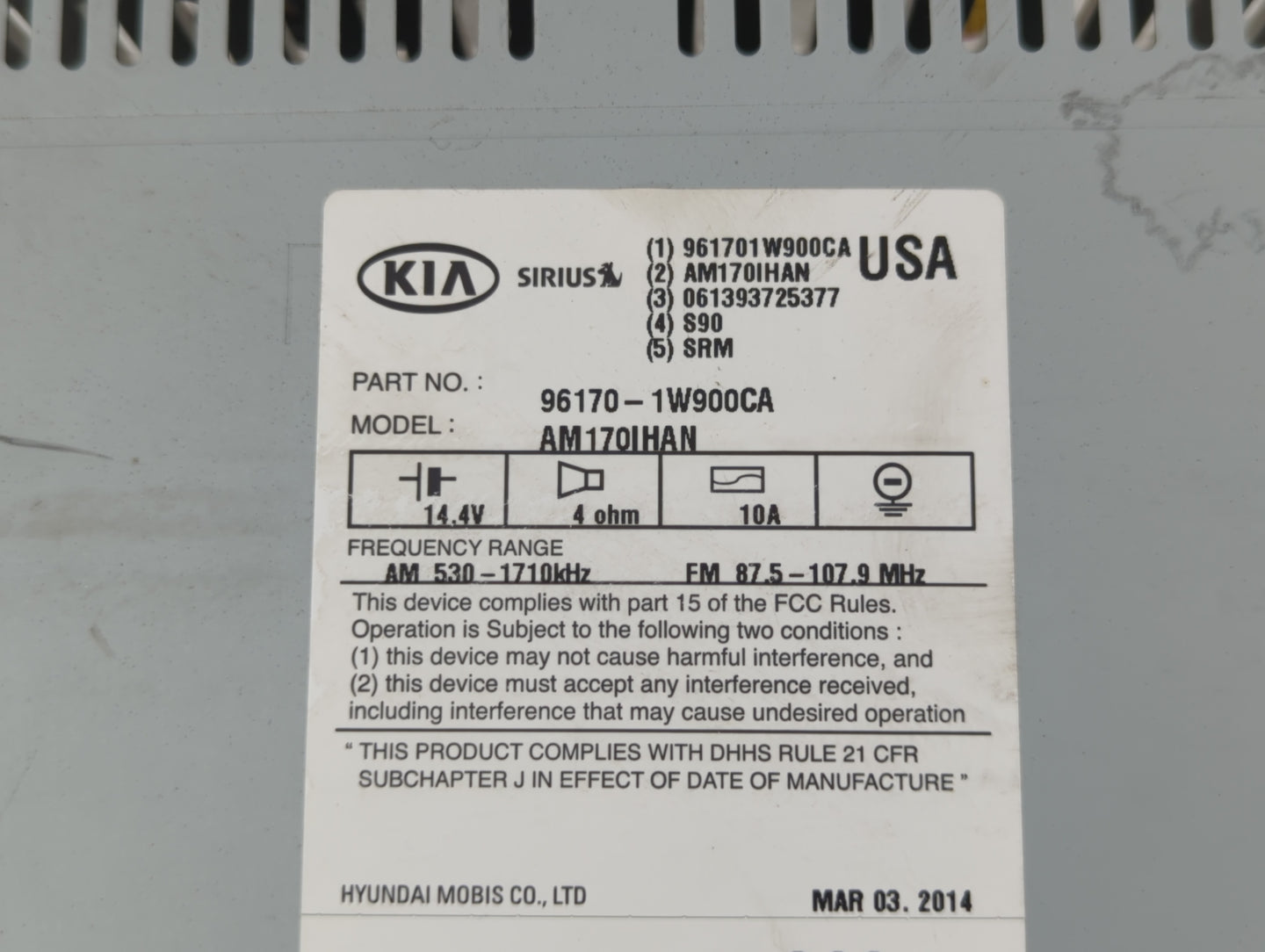 2012-2015 Kia Rio Am Fm Cd Player Radio Receiver - Oemusedautoparts1.com