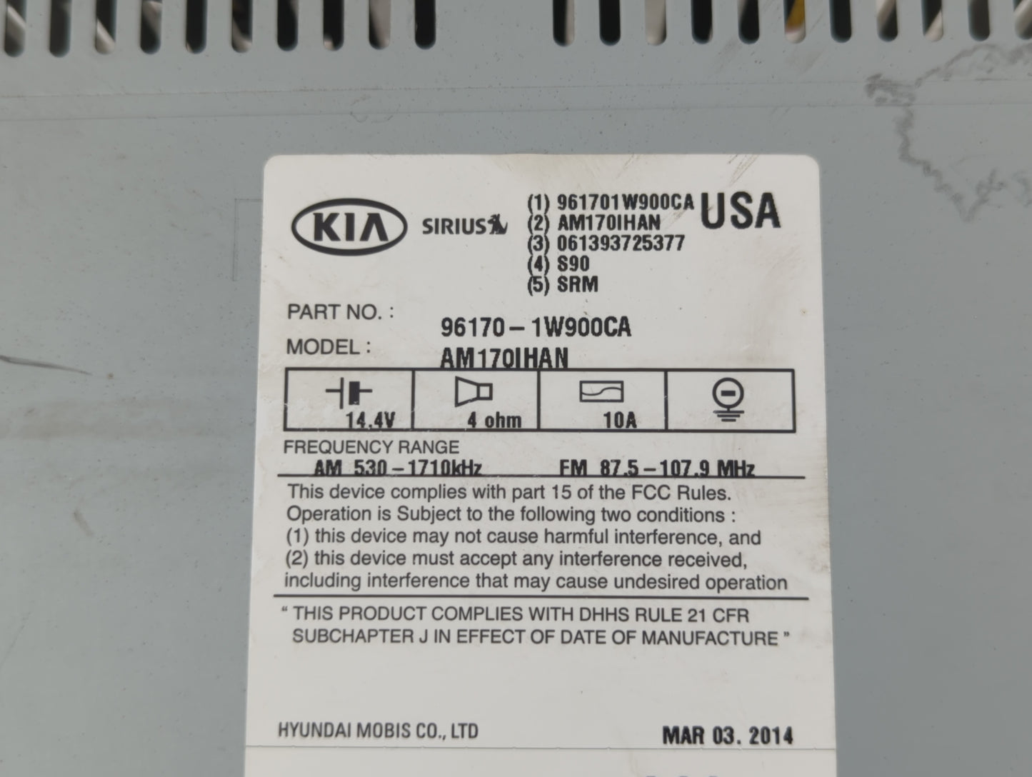 2012-2015 Kia Rio Am Fm Cd Player Radio Receiver - Oemusedautoparts1.com