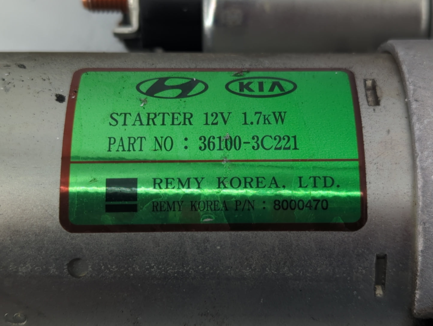 2014-2016 Kia Sorento Car Starter Motor Solenoid OEM P/N:8000470 36100-3C221 Fits Fits 2012 2013 2014 2015 2016 OEM Used Aut