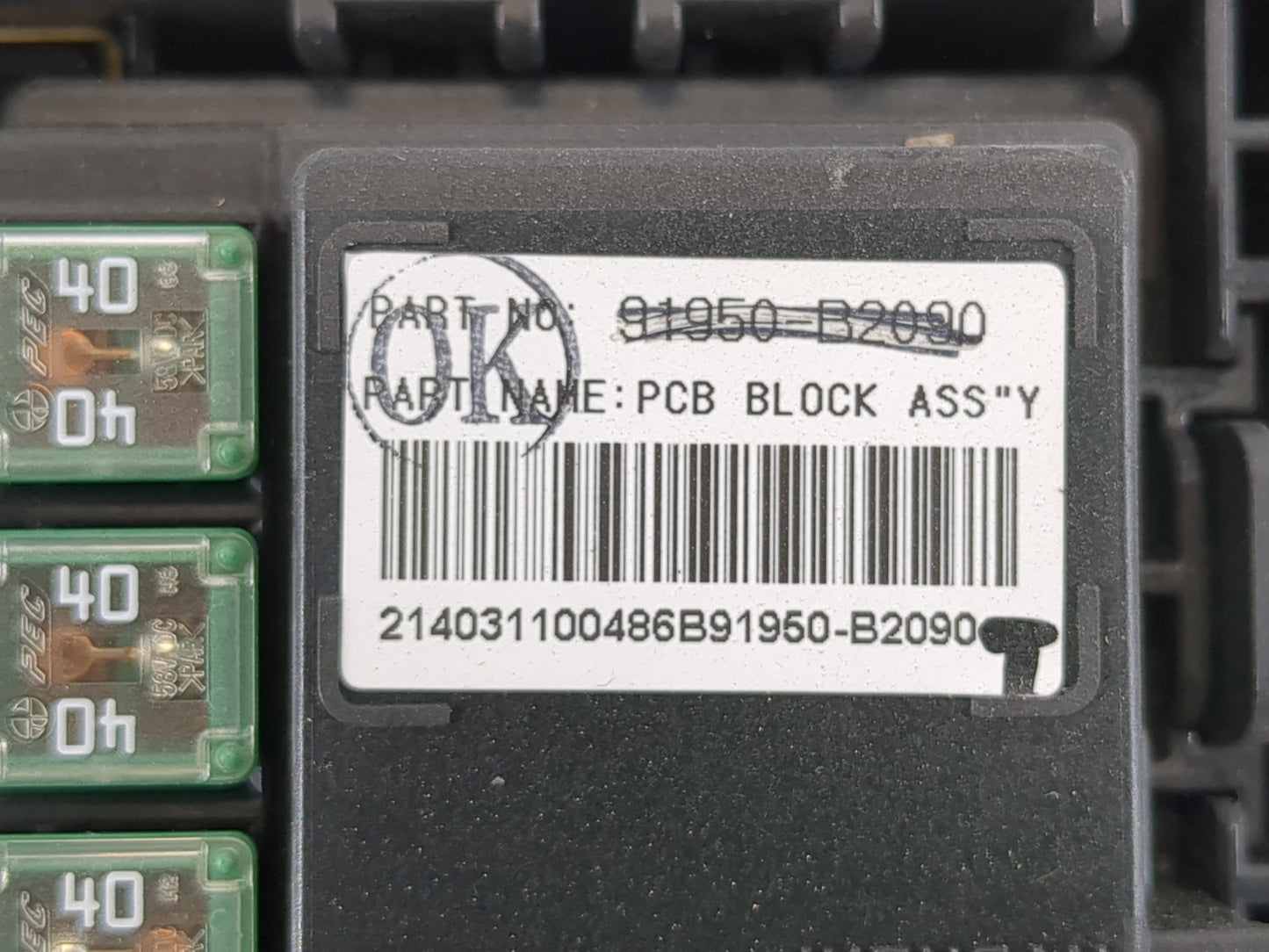 2014 Kia Soul Fusebox Fuse Box Panel Relay Module P/N:91950-B2090 Fits OEM Used Auto Parts - Oemusedautoparts1.com