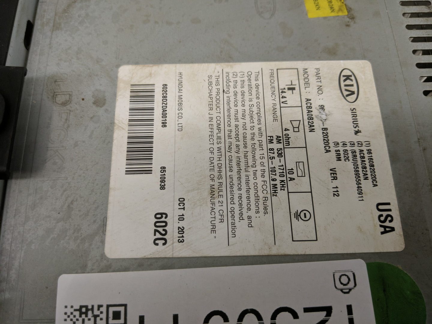 2014 Kia Soul Radio AM FM Cd Player Receiver Replacement Fits OEM Used Auto Parts - Oemusedautoparts1.com