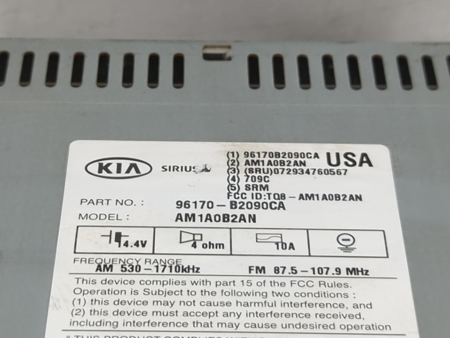 2014-2016 Kia Soul Radio AM FM Cd Player Receiver Replacement P/N:96170B2090CA AM1A0B2AN, TQ8-AM1A0B2AN Fits Fits 2014 2015 