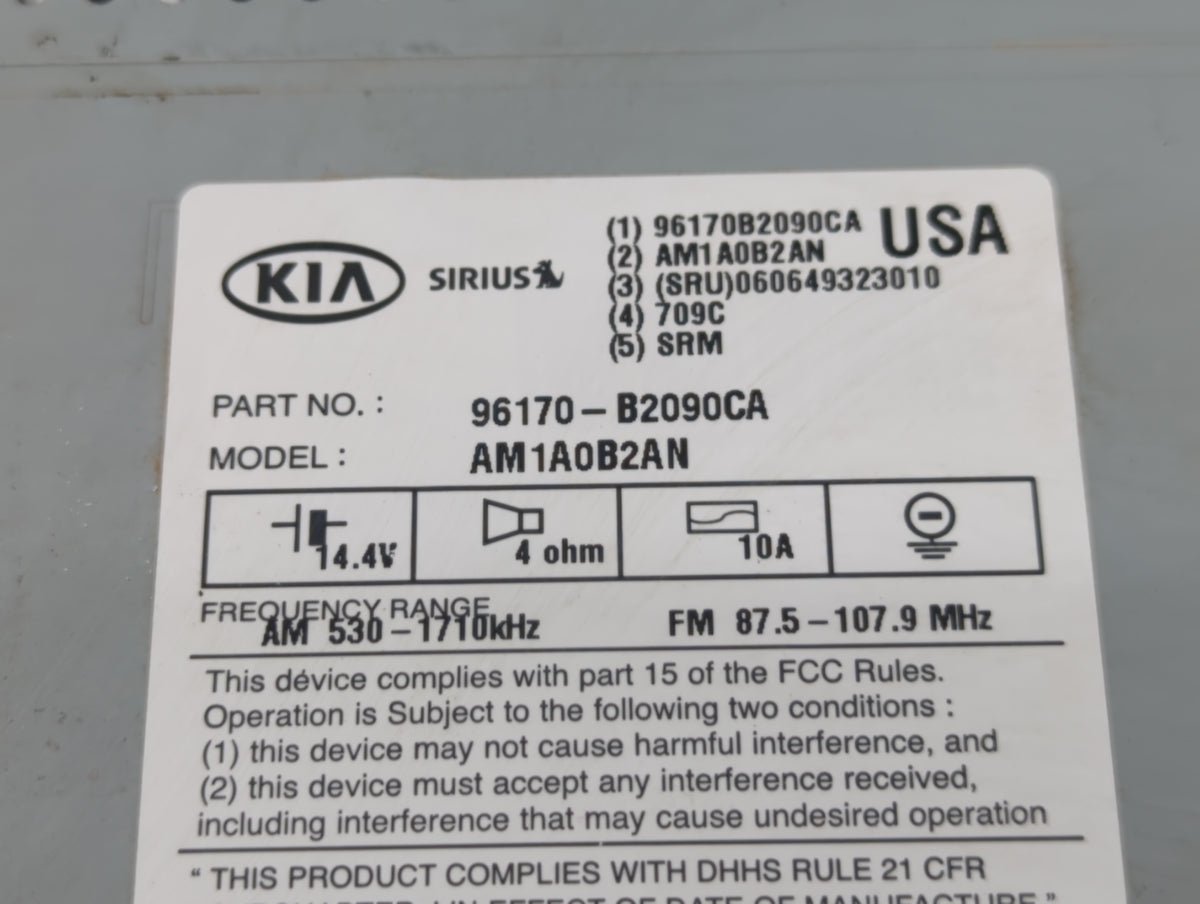 2014-2016 Kia Soul Radio AM FM Cd Player Receiver Replacement P/N:96170B2090CA AM1A0B2AN Fits 2014 2015 2016 OEM Used Auto P