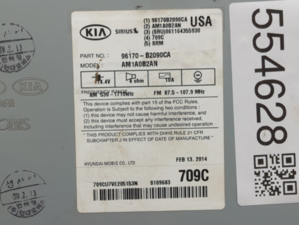 2014-2016 Kia Soul Am Fm Cd Player Radio Receiver 554628 - Oemusedautoparts1.com