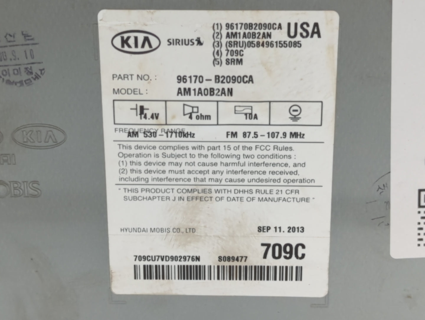 2014-2016 Kia Soul Am Fm Cd Player Radio Receiver - Oemusedautoparts1.com