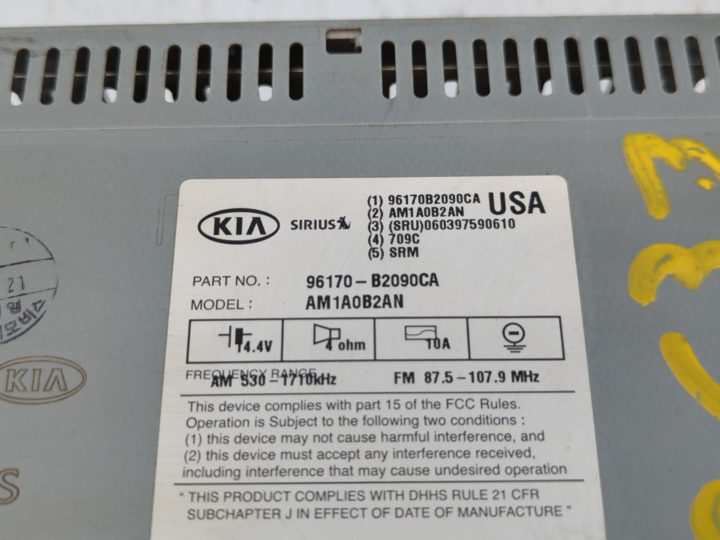 2014-2016 Kia Soul Am Fm Cd Player Radio Receiver - Oemusedautoparts1.com