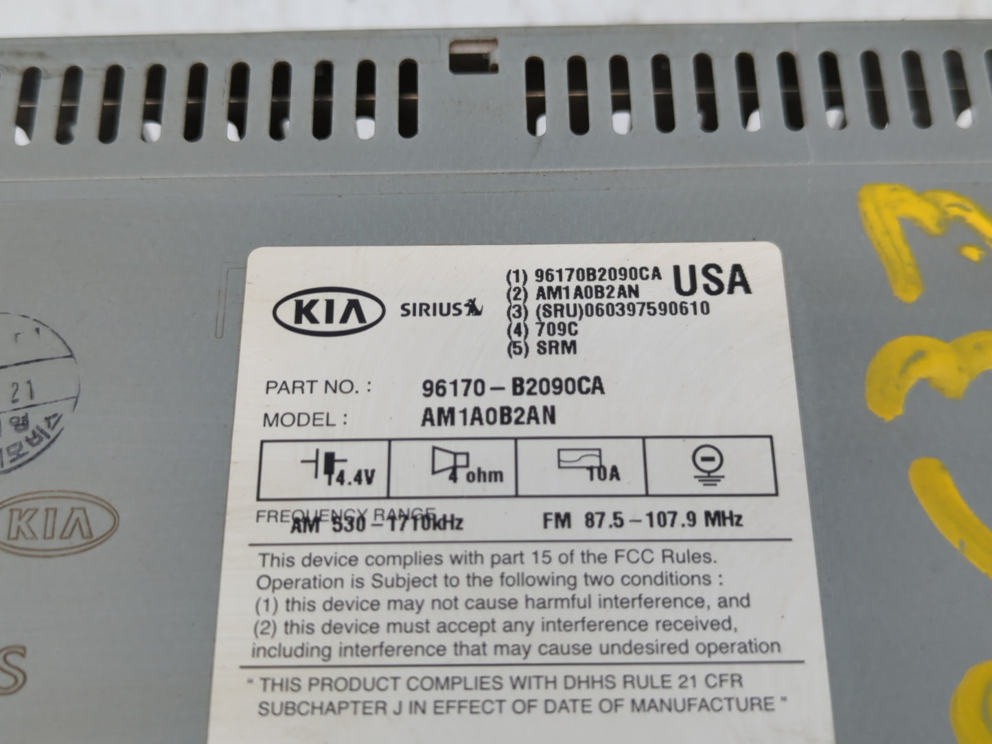 2014-2016 Kia Soul Am Fm Cd Player Radio Receiver - Oemusedautoparts1.com