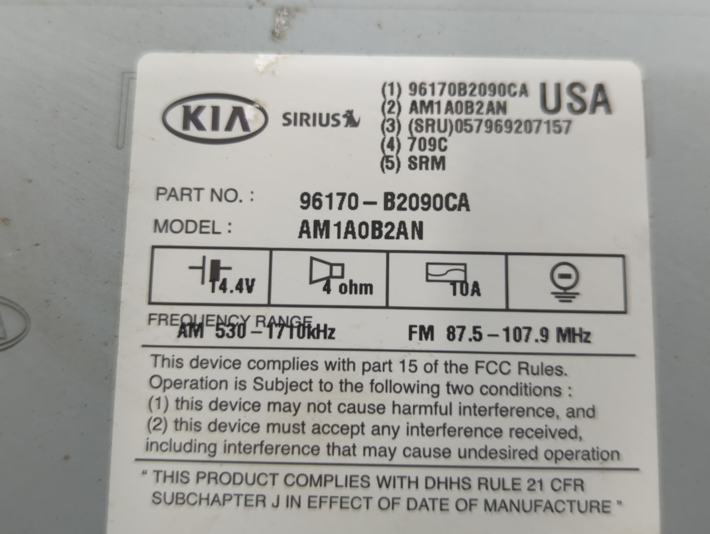 2014-2016 Kia Soul Am Fm Cd Player Radio Receiver - Oemusedautoparts1.com