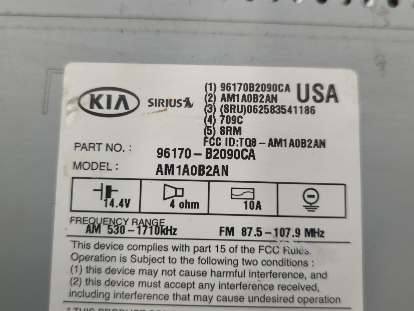 2014-2016 Kia Soul Am Fm Cd Player Radio Receiver - Oemusedautoparts1.com