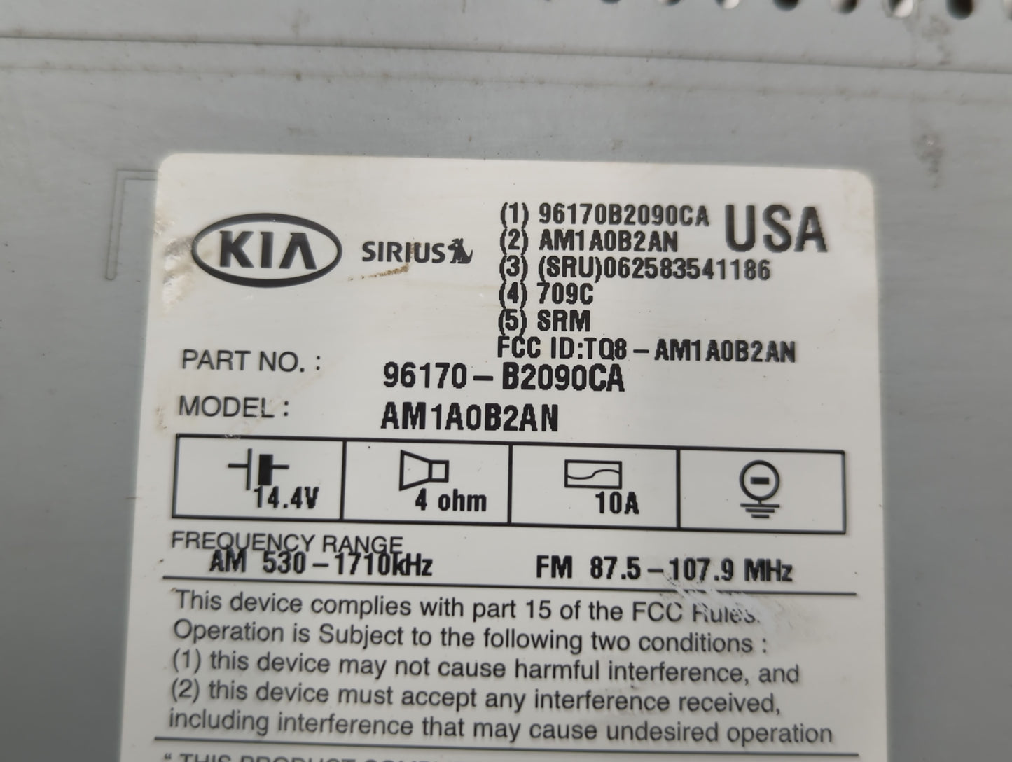 2014-2016 Kia Soul Am Fm Cd Player Radio Receiver - Oemusedautoparts1.com