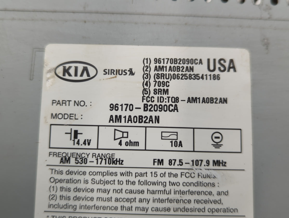 2014-2016 Kia Soul Radio AM FM Cd Player Receiver Replacement P/N:96170-B2090CA Fits Fits 2014 2015 2016 OEM Used Auto Parts