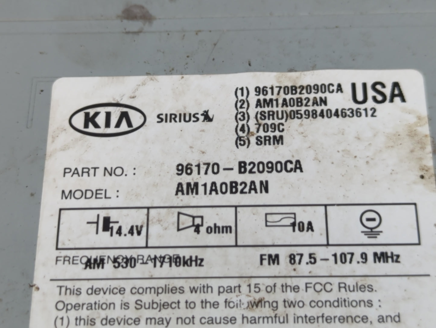 2014-2016 Kia Soul Am Fm Cd Player Radio Receiver - Oemusedautoparts1.com