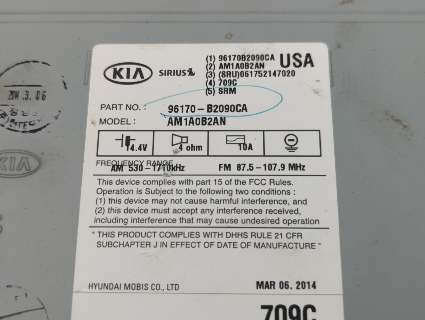 2014-2016 Kia Soul Am Fm Cd Player Radio Receiver - Oemusedautoparts1.com