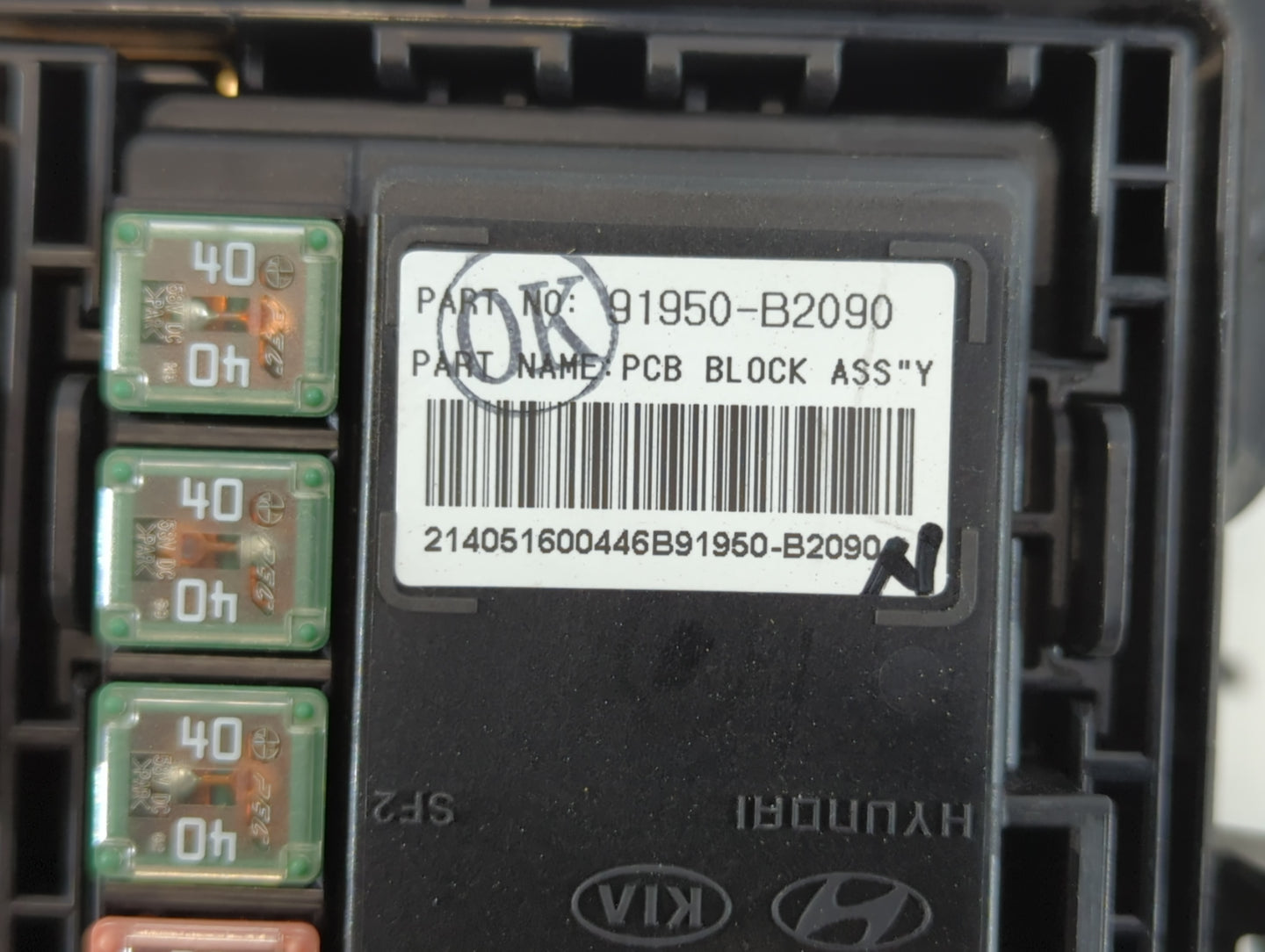 2014 Kia Soul Fusebox Fuse Box Panel Relay Module P/N:91950-B2090 Fits OEM Used Auto Parts - Oemusedautoparts1.com