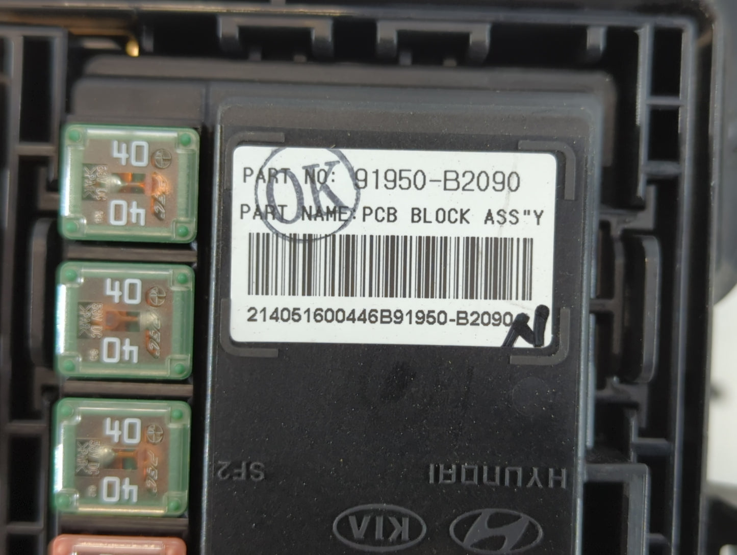 2014 Kia Soul Fusebox Fuse Box Panel Relay Module P/N:91950-B2090 Fits OEM Used Auto Parts - Oemusedautoparts1.com