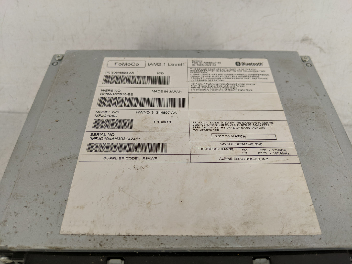 2012-2016 Land Rover Range Rover Evoque Radio AM FM Cd Player Receiver Replacement P/N:50645924AA Fits OEM Used Auto Parts -
