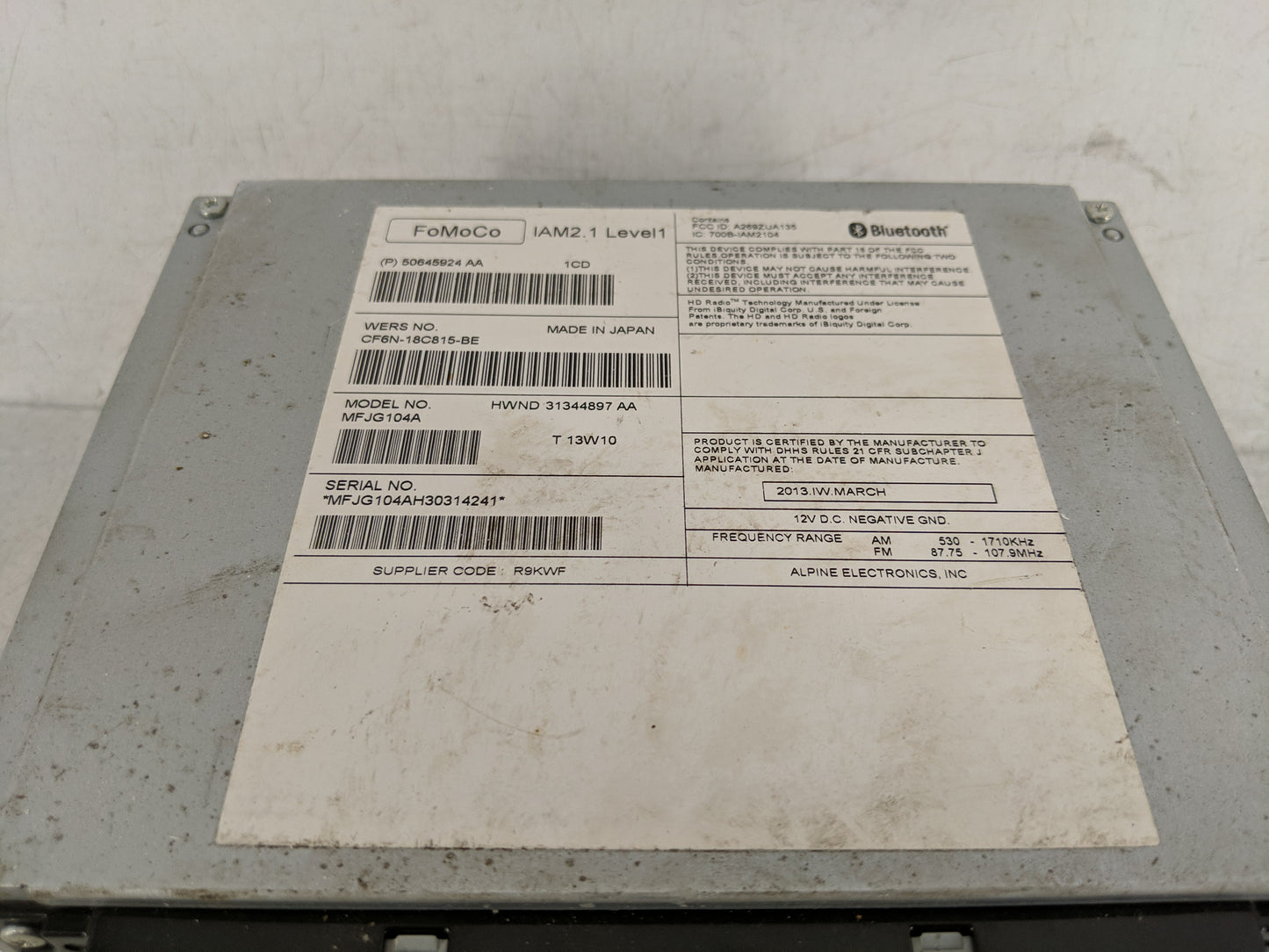 2012-2016 Land Rover Range Rover Evoque Radio AM FM Cd Player Receiver Replacement P/N:50645924AA Fits OEM Used Auto Parts -