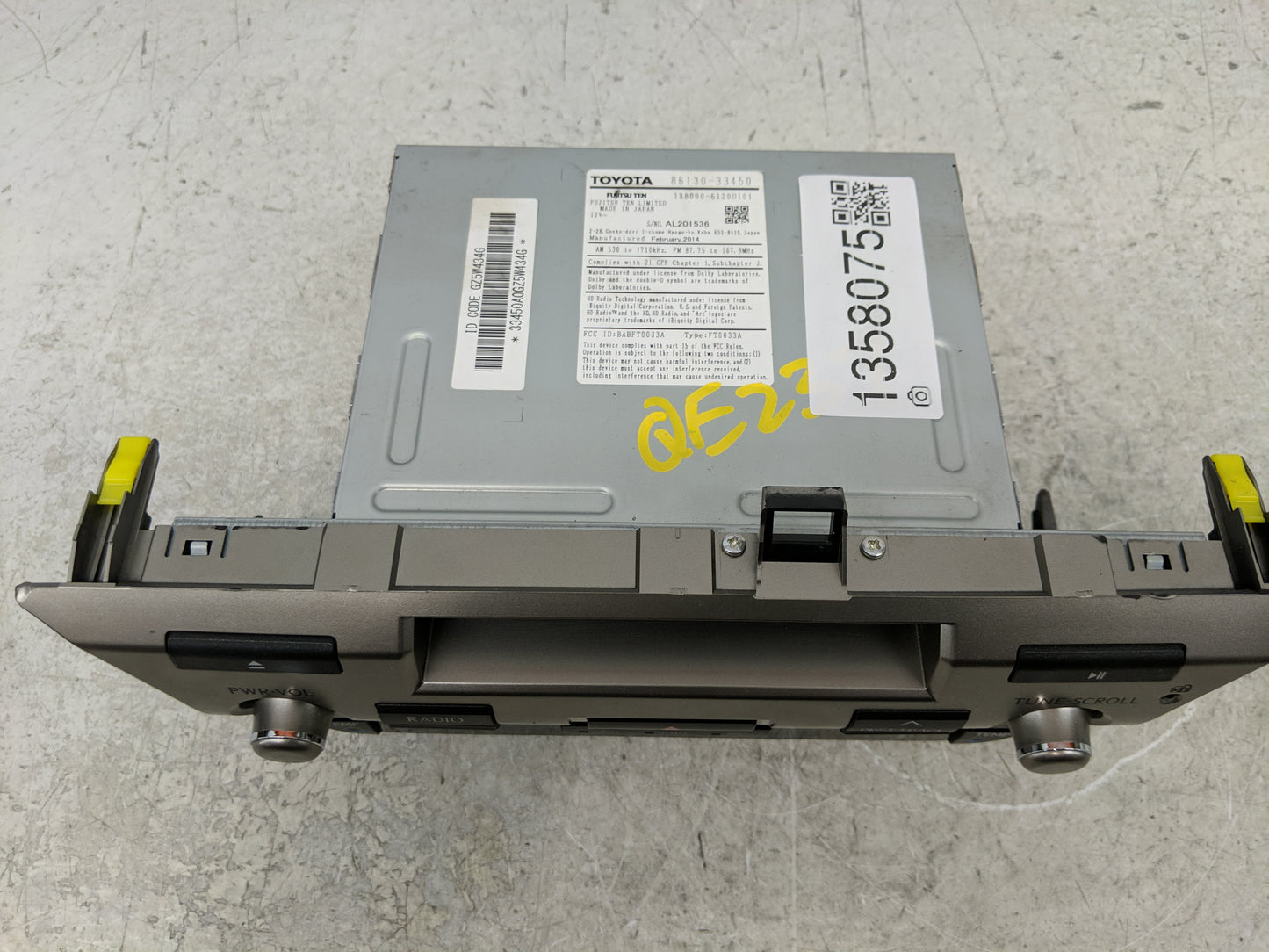 2014 Lexus Es350 Radio AM FM Cd Player Receiver Replacement P/N:8613033450 Fits OEM Used Auto Parts - Oemusedautoparts1.com
