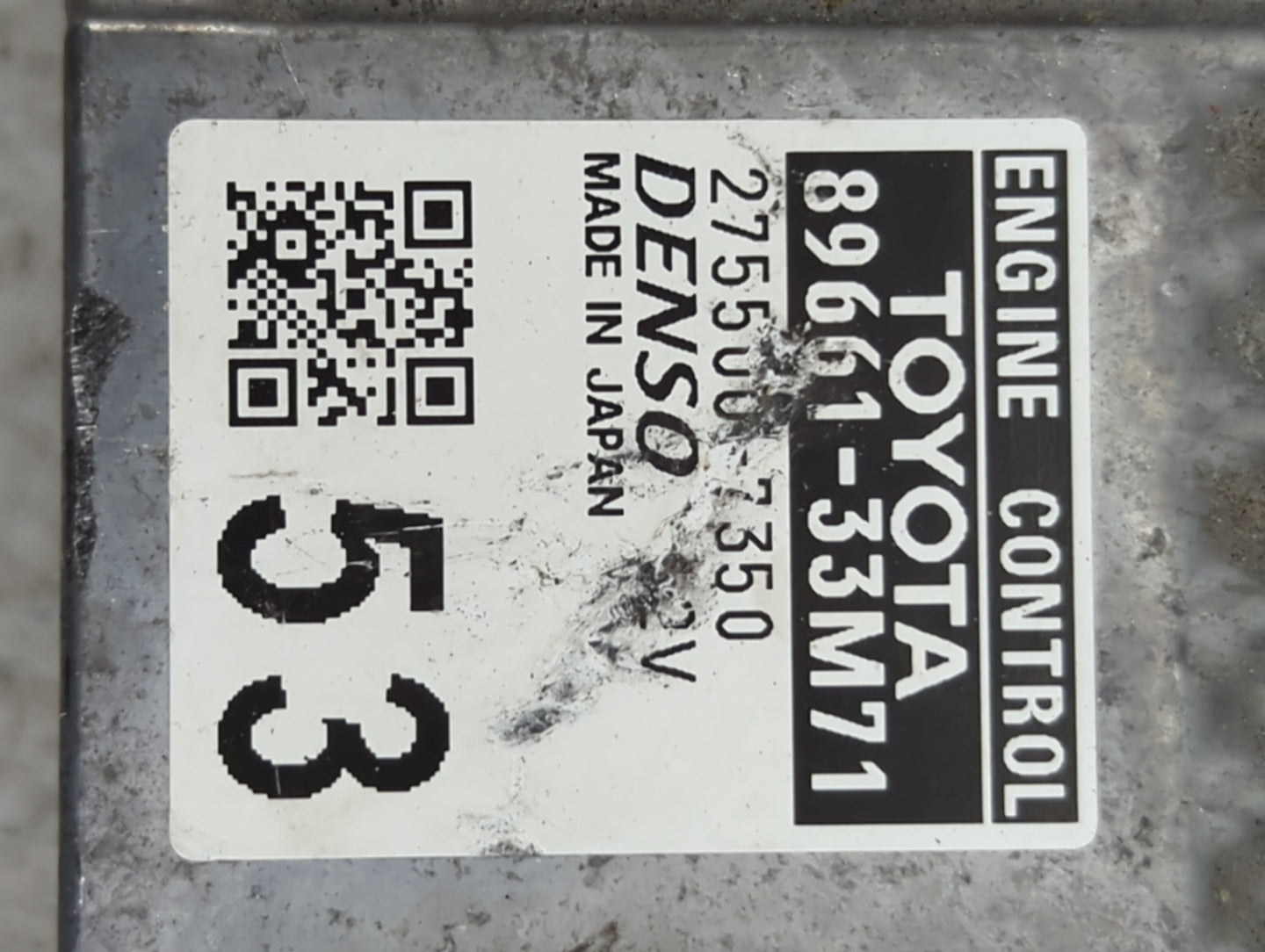 2013-2014 Lexus Es350 PCM Engine Control Computer ECU ECM PCU OEM P/N:89661-33M71 2755003350 Fits Fits 2013 2014 OEM Used Au