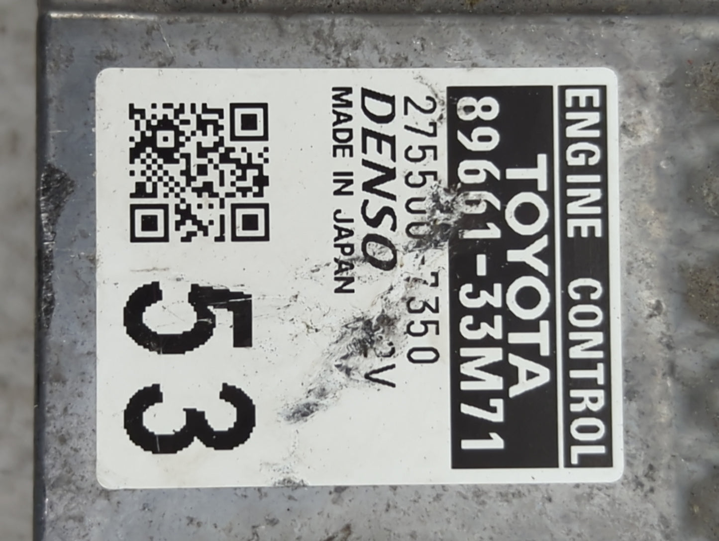2013-2014 Lexus Es350 PCM Engine Control Computer ECU ECM PCU OEM P/N:89661-33M71 2755003350 Fits Fits 2013 2014 OEM Used Au